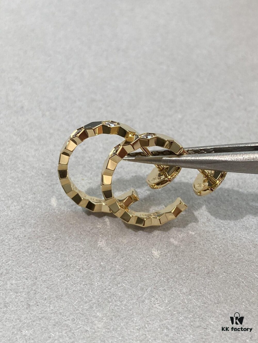 Ch@umet Shangmei Bee My Love Series Geometric Honeycomb Inspired 18K Thick Gold Plated Circular Earrings