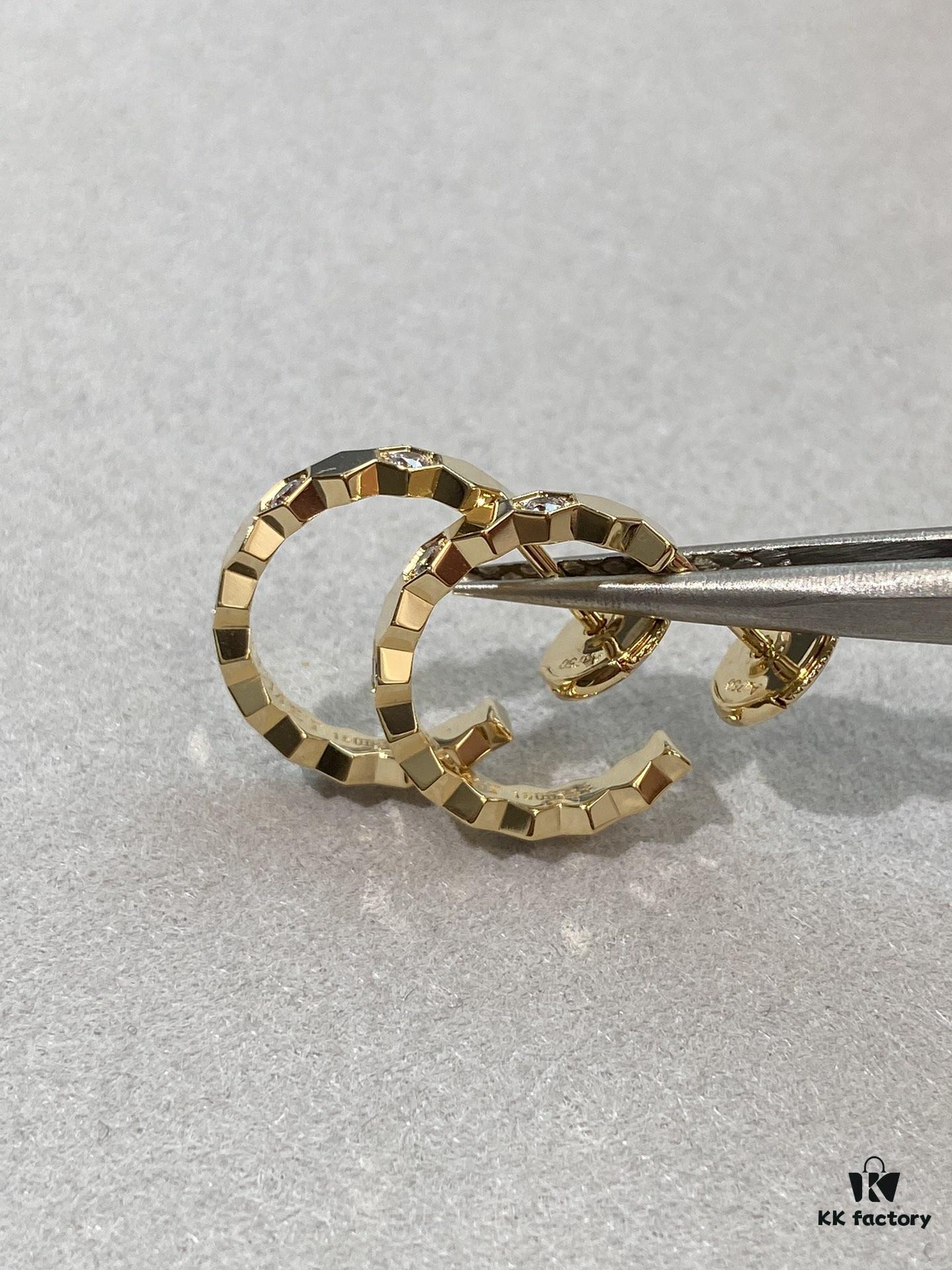 Ch@umet Shangmei Bee My Love Series Geometric Honeycomb Inspired 18K Thick Gold Plated Circular Earrings