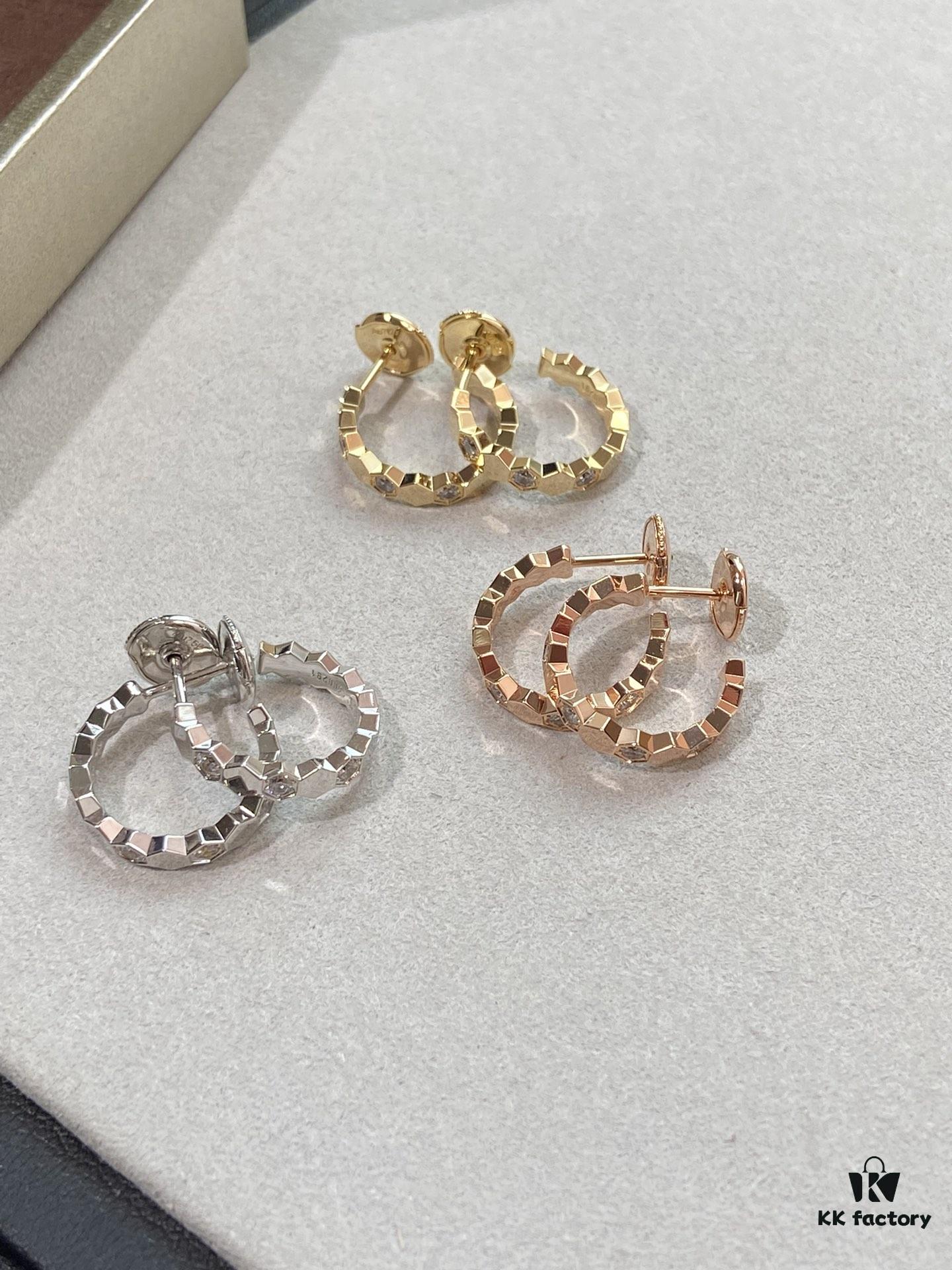 Ch@umet Shangmei Bee My Love Series Geometric Honeycomb Inspired 18K Thick Gold Plated Circular Earrings