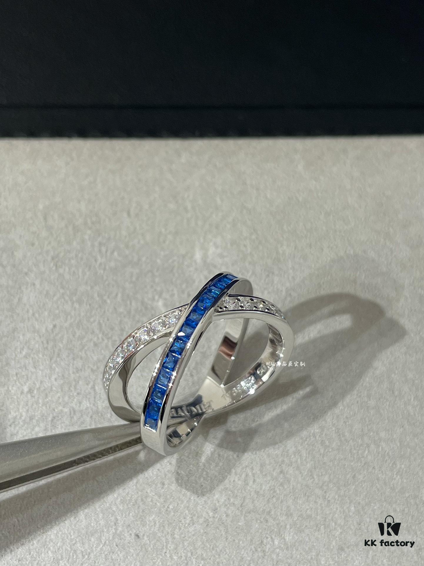 CHAUMET Paris Jeux de Liens Harmony Sapphire Cross Ring, Latest Design, Eye-Catching and Skin-Brightening Color