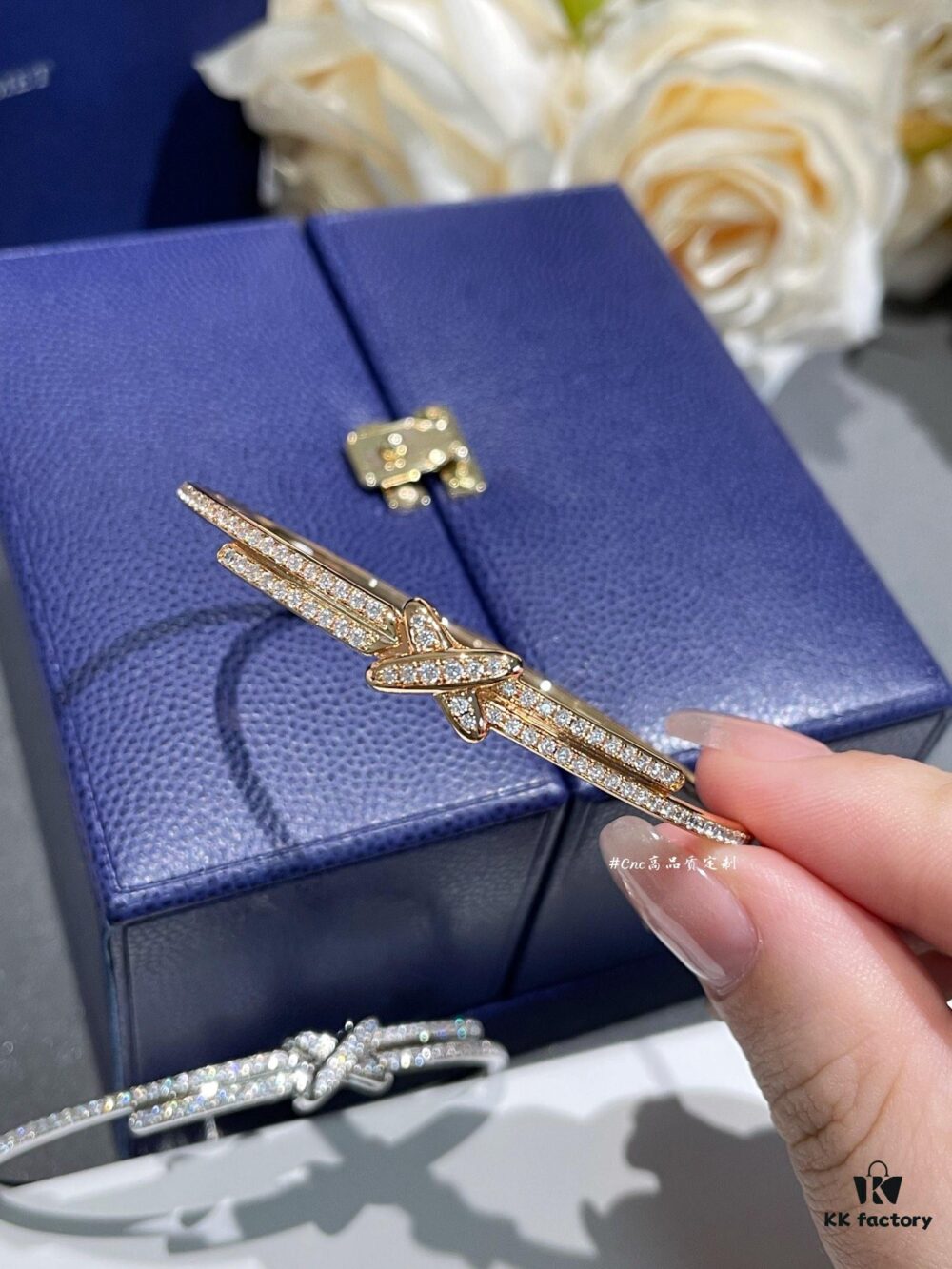 CHAUMET Jeux de Liens Harmony Full Diamond Bracelet in Rose Gold and White Gold