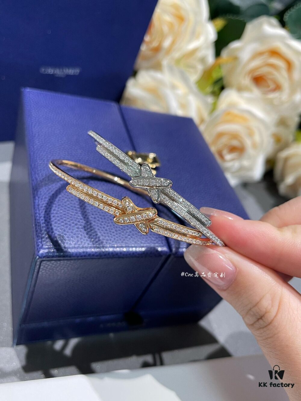 CHAUMET Jeux de Liens Harmony Full Diamond Bracelet in Rose Gold and White Gold