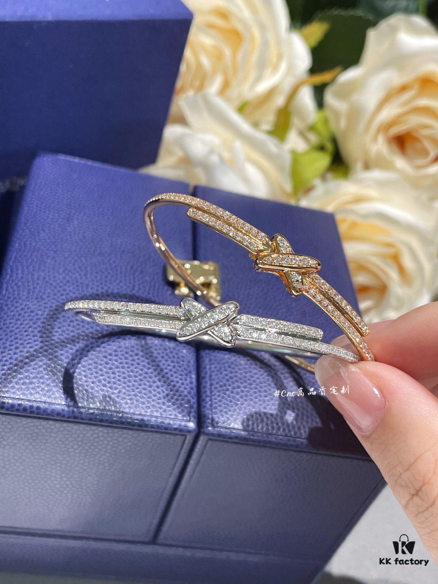 CHAUMET Jeux de Liens Harmony Full Diamond Bracelet in Rose Gold and White Gold