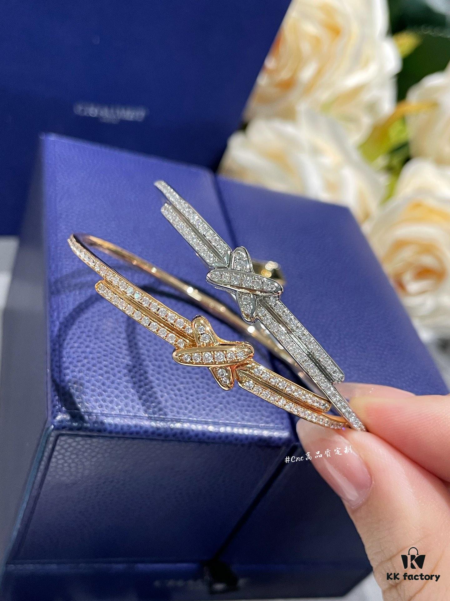 CHAUMET Jeux de Liens Harmony Full Diamond Bracelet in Rose Gold and White Gold