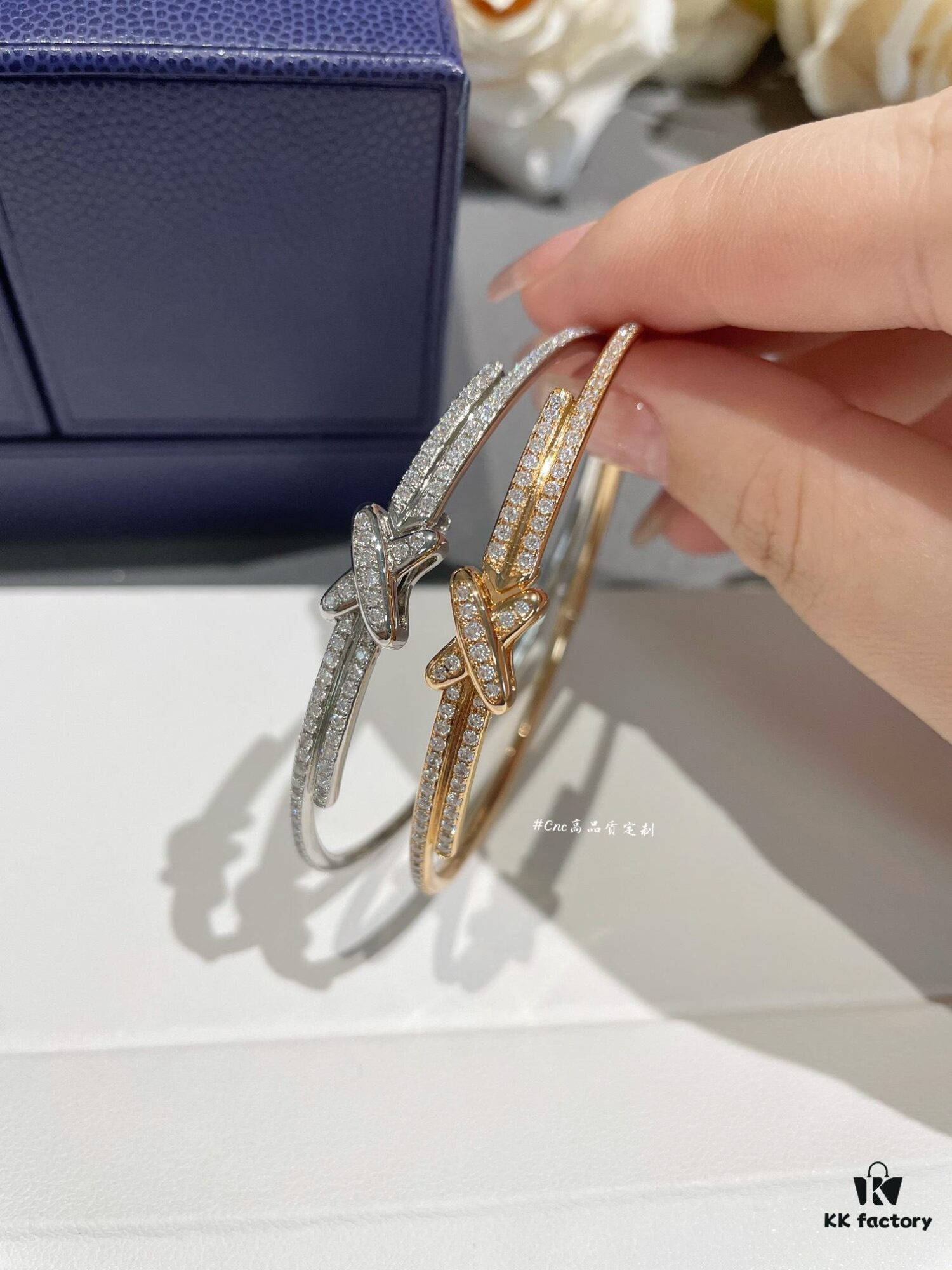 CHAUMET Jeux de Liens Harmony Full Diamond Bracelet in Rose Gold and White Gold