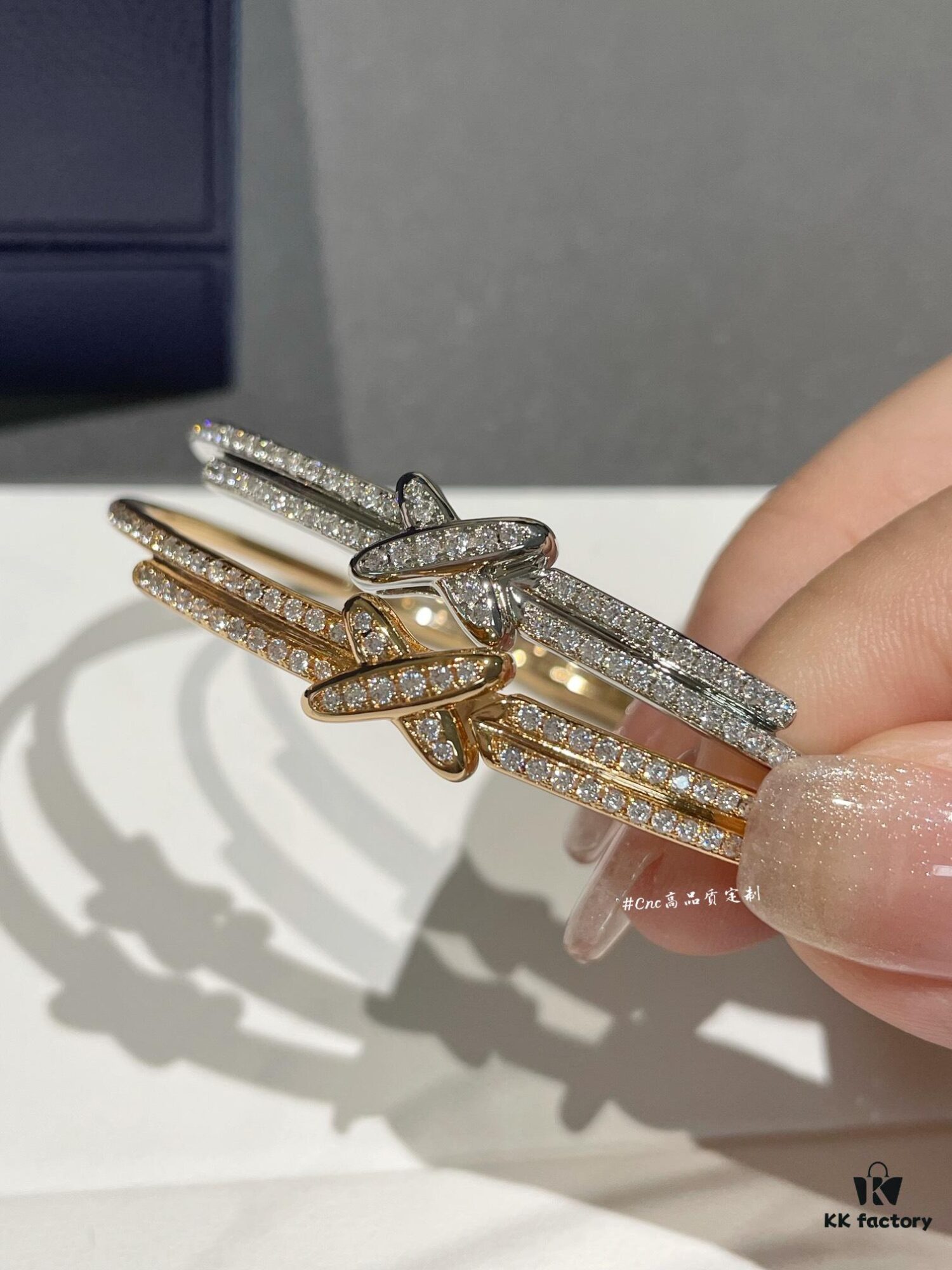 CHAUMET Jeux de Liens Harmony Full Diamond Bracelet in Rose Gold and White Gold