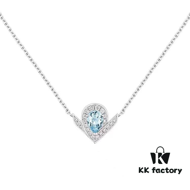 SAMMY High-End Custom Micro-Pave Aquamarine Teardrop Necklace