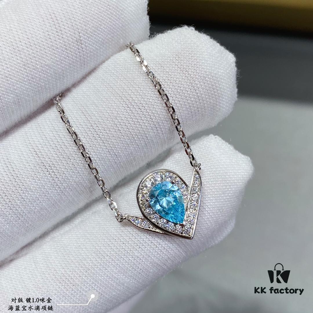 SAMMY High-End Custom Micro-Pave Aquamarine Teardrop Necklace