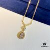 Swarovski Teardrop Pear-Shaped Diamond Pendant Necklace with Tassel, High-Quality Hand-Set Imported Zircon Gemstones