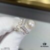 Shangmei V-Shaped Pearl Open Ring 💍 Uniquely Customized with Your Love, Exquisite Micro-Pave Craftsmanship ♥️ A Soulmate's Promise: Grow Old Together