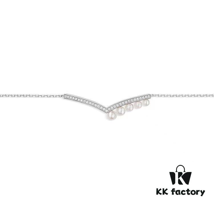 Shangmei V-Shaped Pearl Bracelet, Customized with Our Love, Exquisite Micro-Pave Craftsmanship