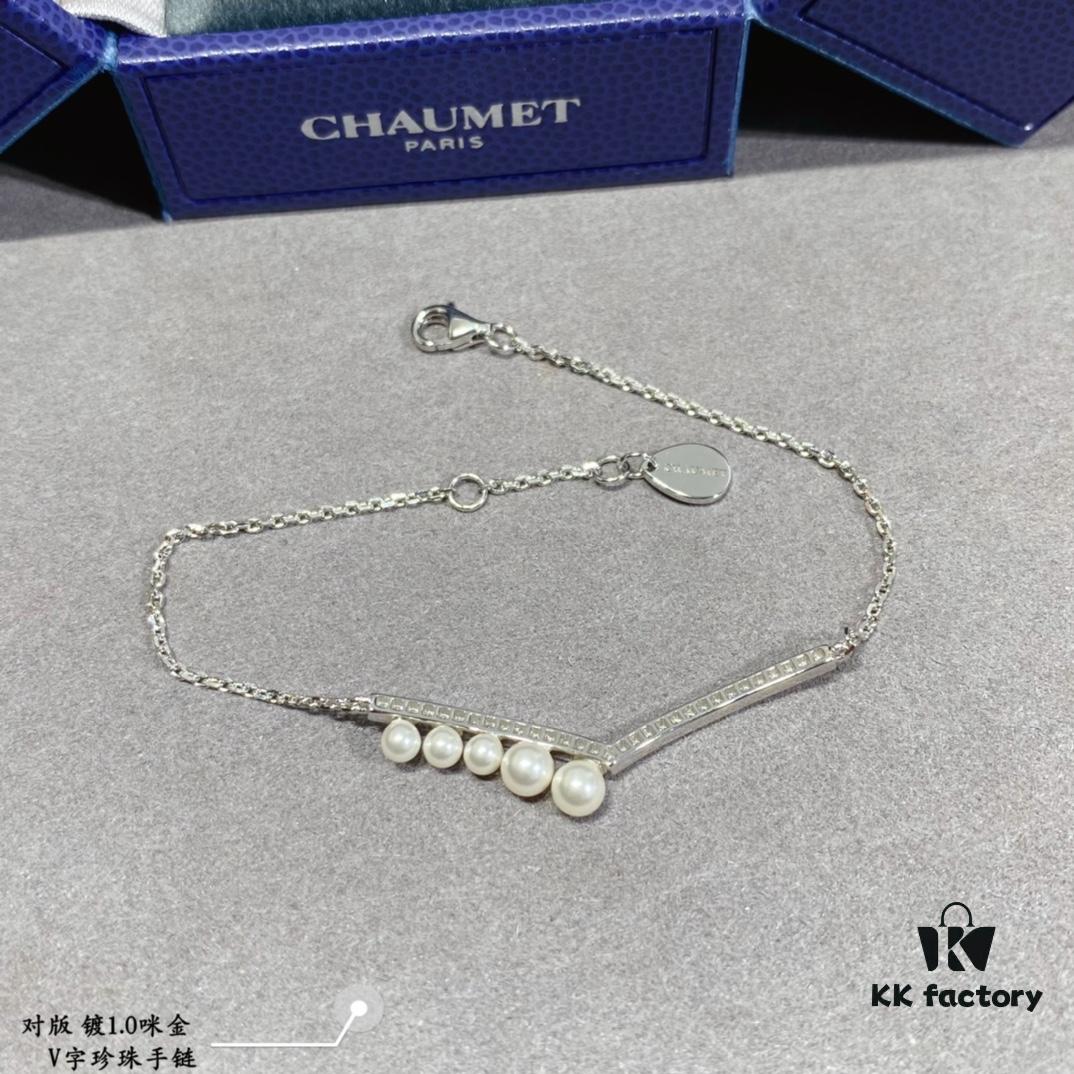 Shangmei V-Shaped Pearl Bracelet, Customized with Our Love, Exquisite Micro-Pave Craftsmanship