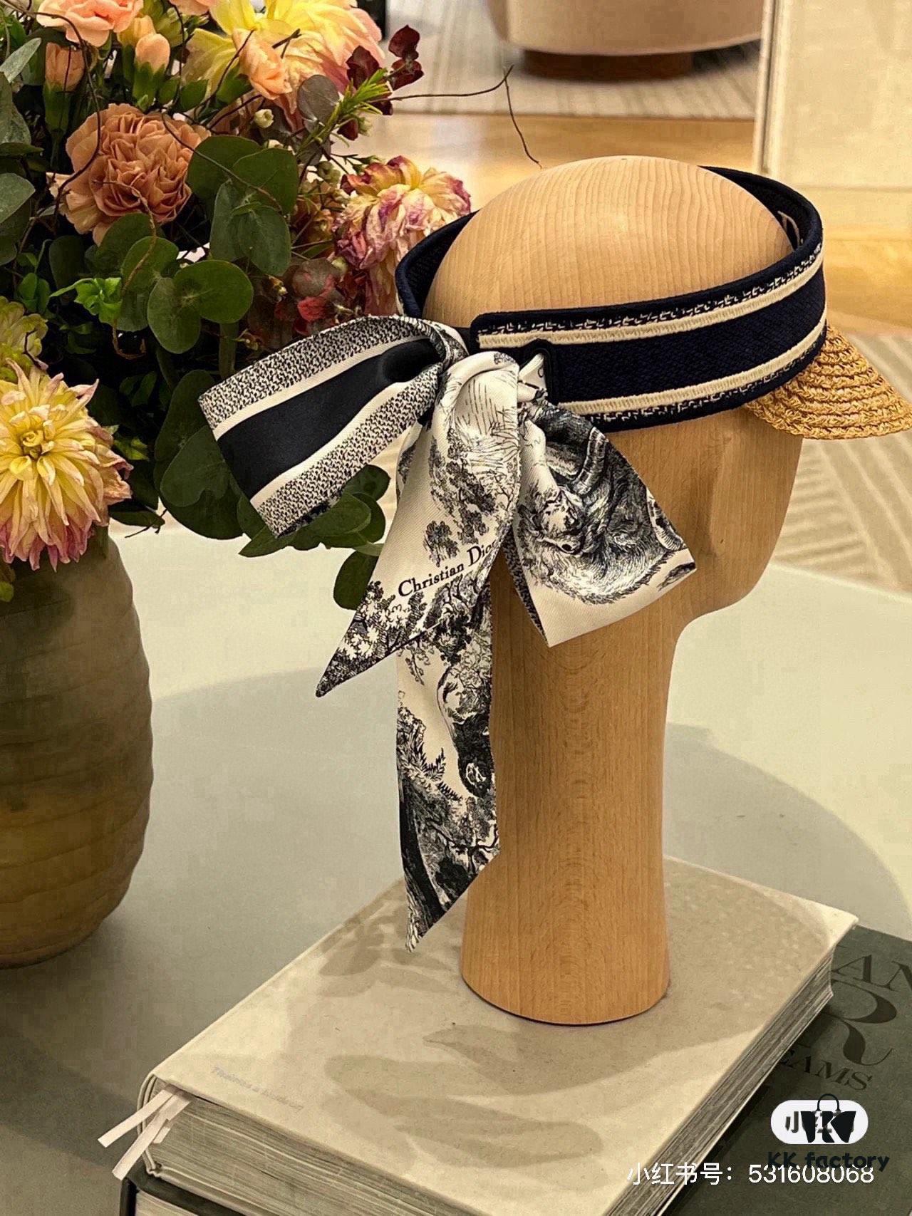 Authentic DIOR Summer New Arrival Silk Scarf Sun Hat – A Must-Have for Stylish Girls