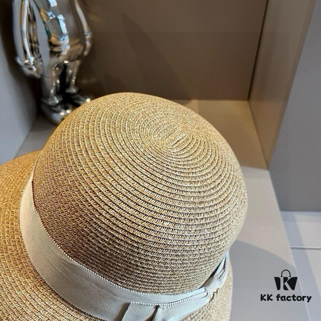 Hermes New Arrival Straw Hat, Made from Taiwanese Fine Straw, Simple and Elegant Aristocratic Style, Head Circumference 57cm