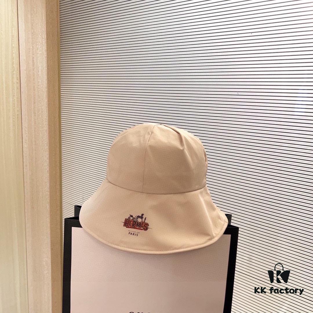 Hermès 2024 New Dome Waterproof Smooth Material Fisherman Hat with Dust Bag