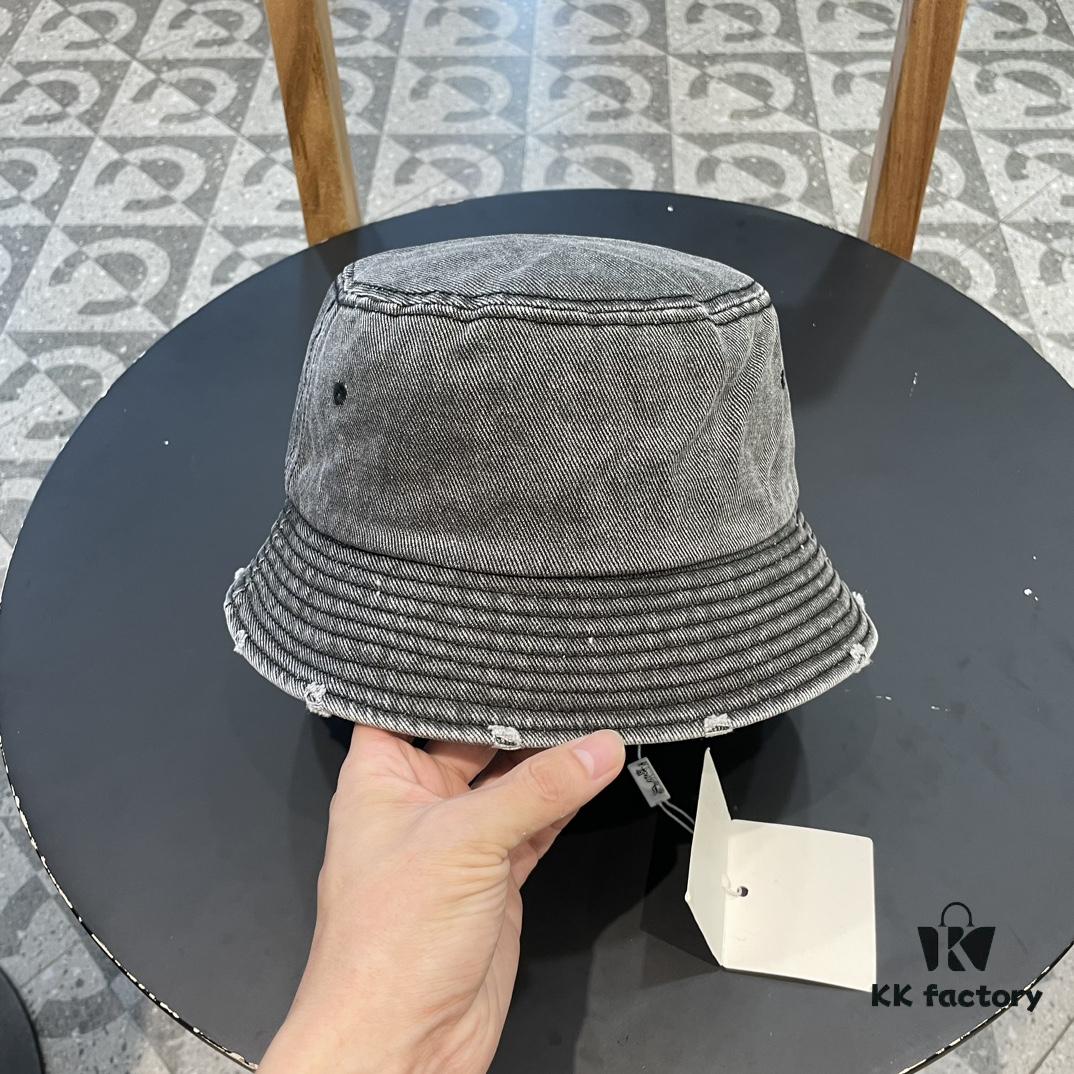 Hermes 2024 Fall/Winter 6cm Small Brim, Americana Vintage Washed Distressed Denim Fisherman Hat