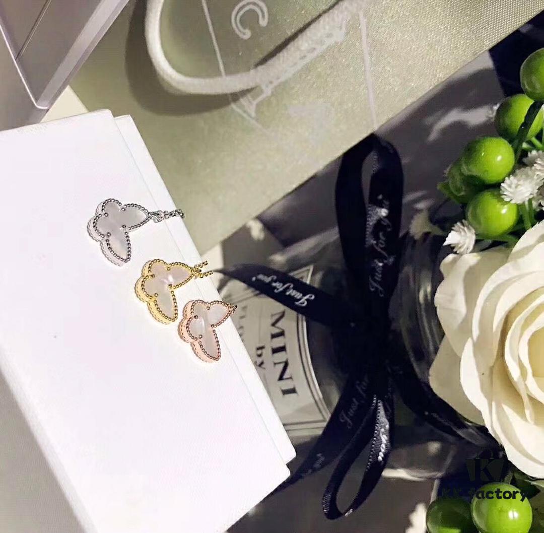 Van Cleef & Arpels VCA White Mother-of-Pearl Butterfly Necklace, Authentic Design! Genuine Gold Look – No One Will Know It's Silver