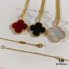 VCA Van Cleef & Arpels Large Four-Leaf Clover Necklace, Sweater Chain – Four Colors Available: Natural Malachite, Red Carnelian, Black Onyx, and White Mother of Pearl