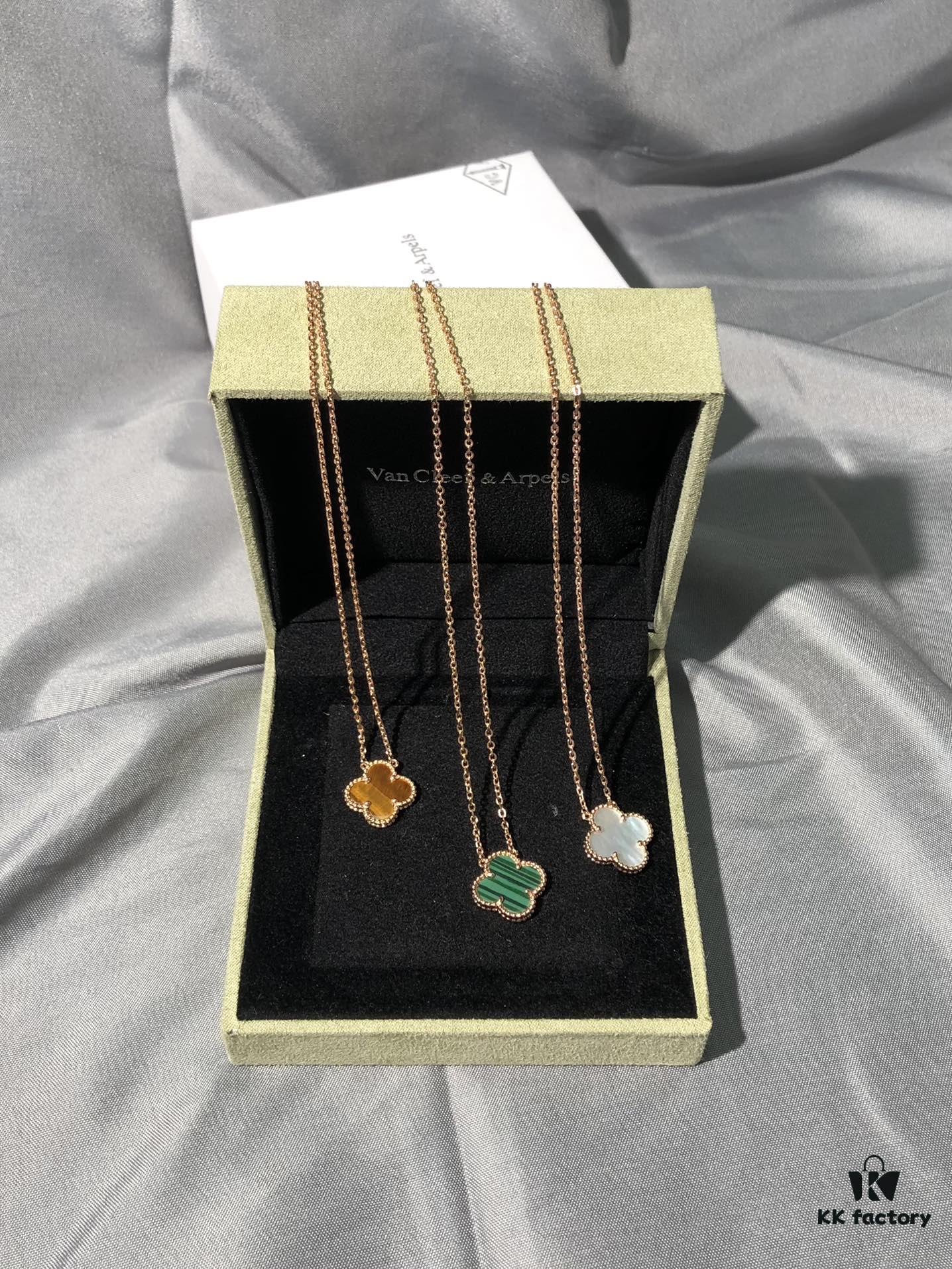 Necklace · Rose Gold Set: Malachite Clover / Tiger's Eye Clover / White Mother of Pearl Clover