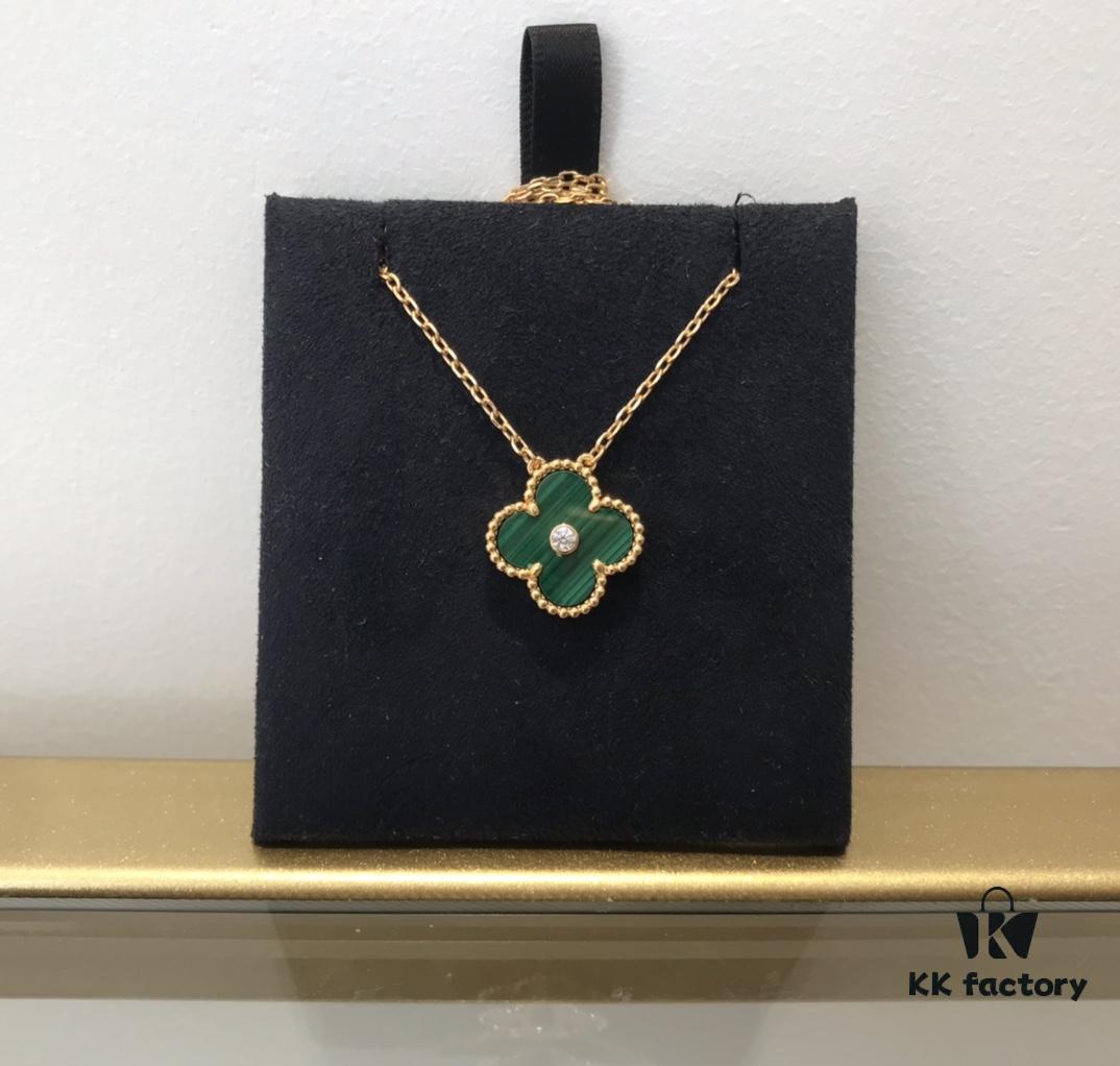 Medium Four-Leaf Clover Necklace Collection - Diamond-Paved Top-Quality Sterling Silver 18K Gold Plated