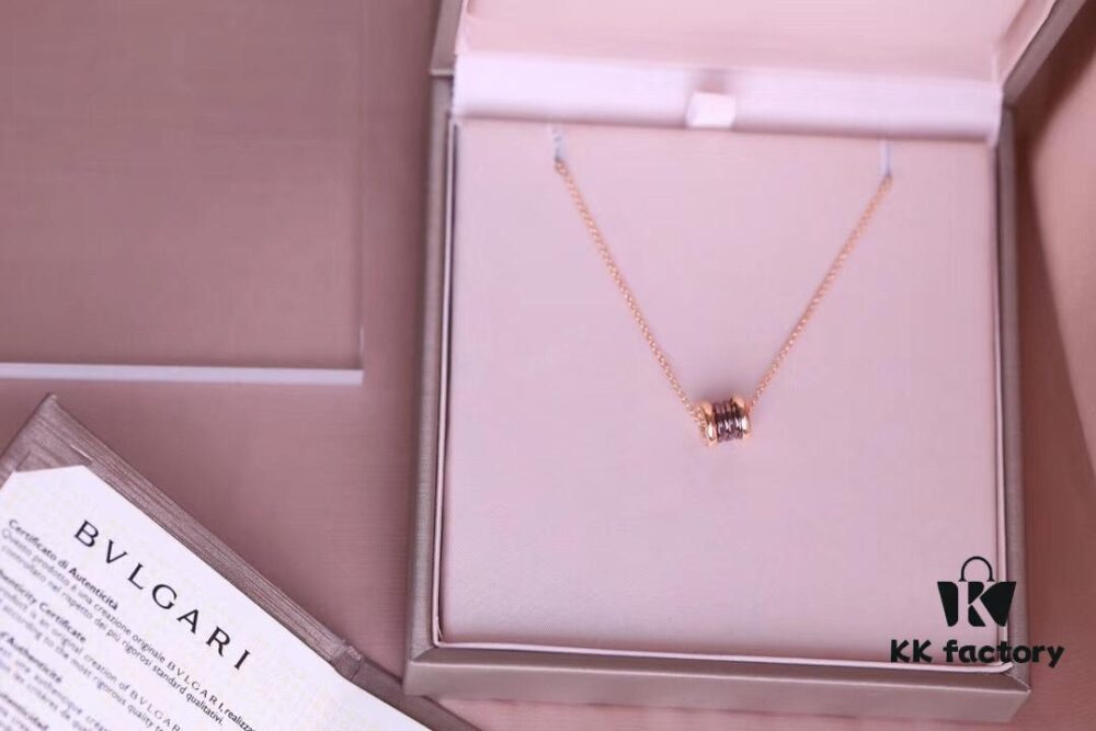 BVLGARI Brown Ceramic Necklace Mini with Latest V Gold Material