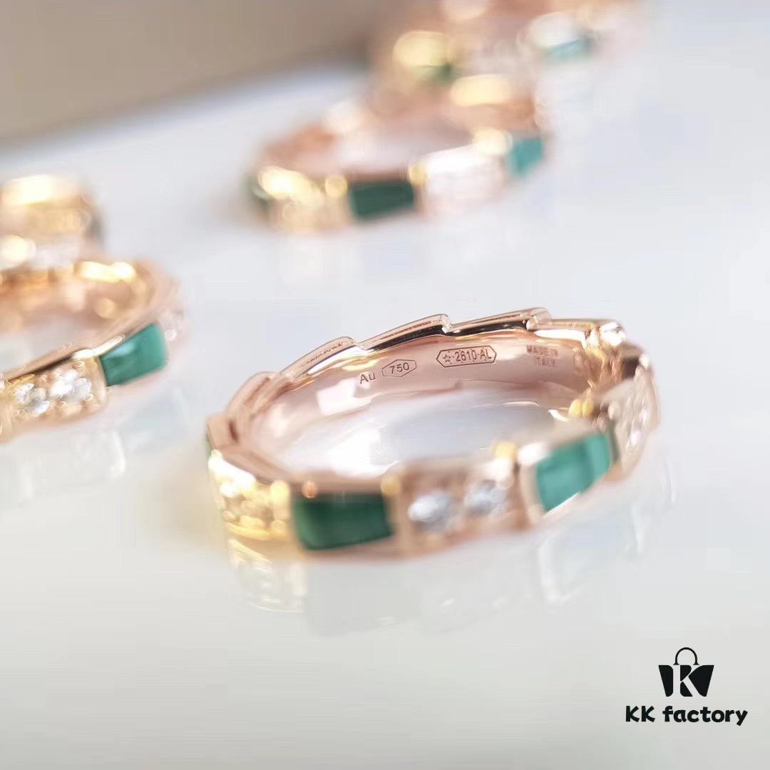 Bvlgari Serpenti Viper Series Smooth Half-Pavé Snakebone Ring