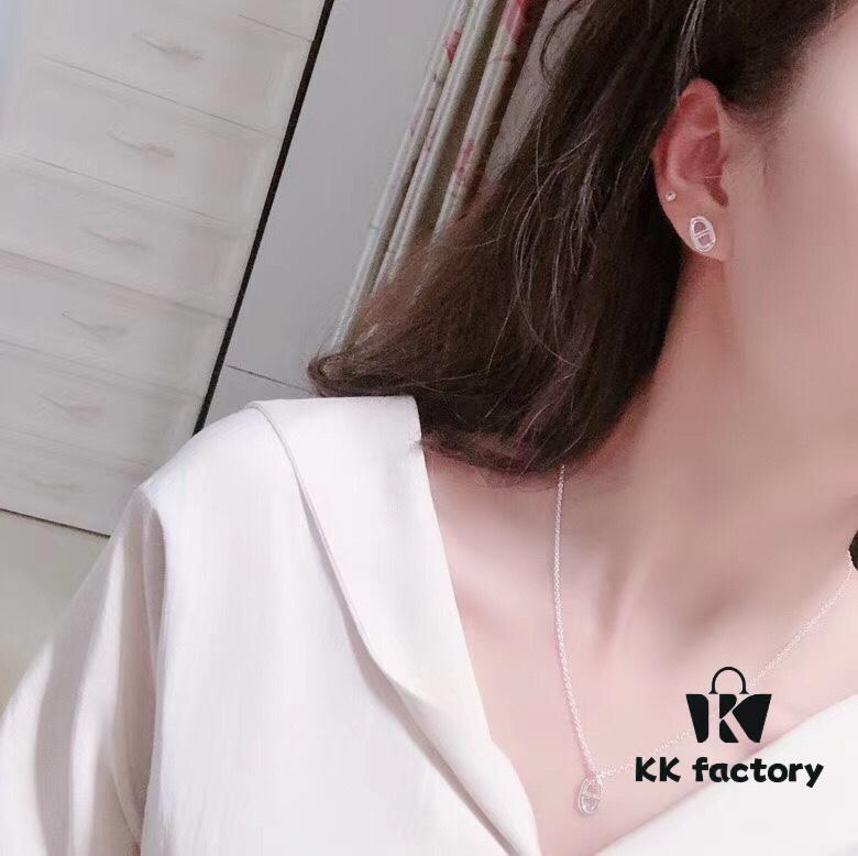 Mini Hermès Pig Nose Stud Earrings / Necklace, Trendy and Fashionable