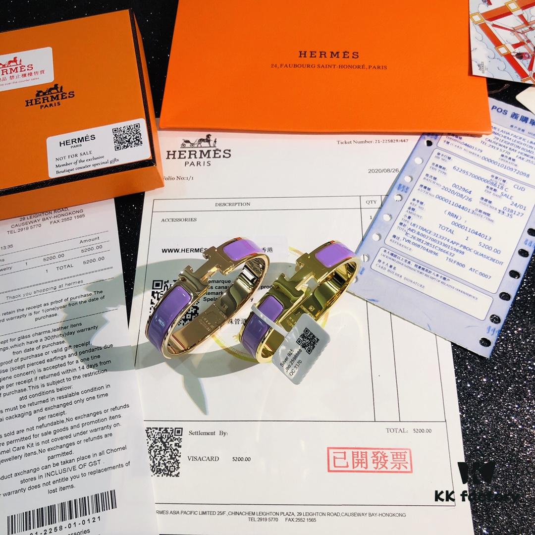 Hermes 1:1 Replica Sticker, Label, Receipt Set 🛍️ Rose Gold Edition ✨ In Stock | Hermès CLIC Enamel H Bracelet – Classic Unisex Design, Perfect for Couples