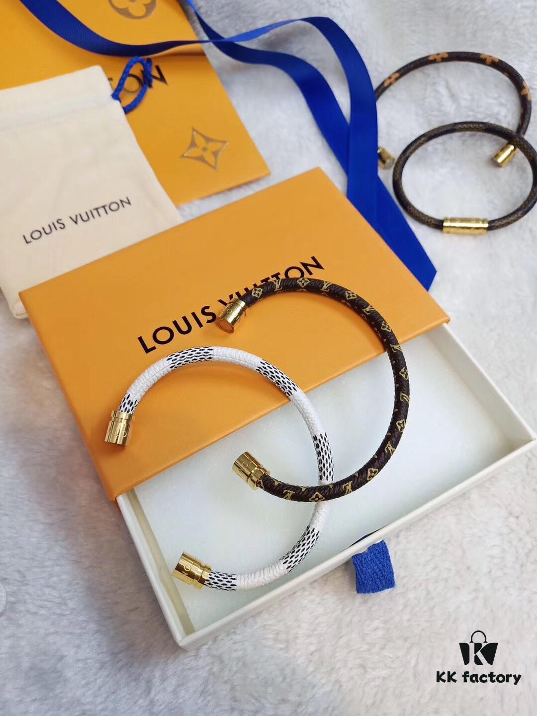 Louis Vuitton LV Monogram Canvas Leather Strap Unisex Bracelet