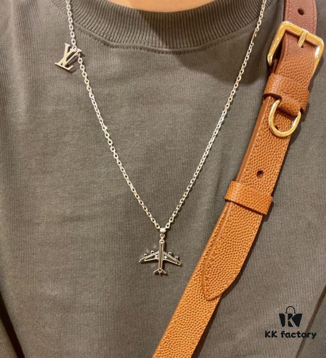 Louis Vuitton LV Plane Pendant Necklace Unisex