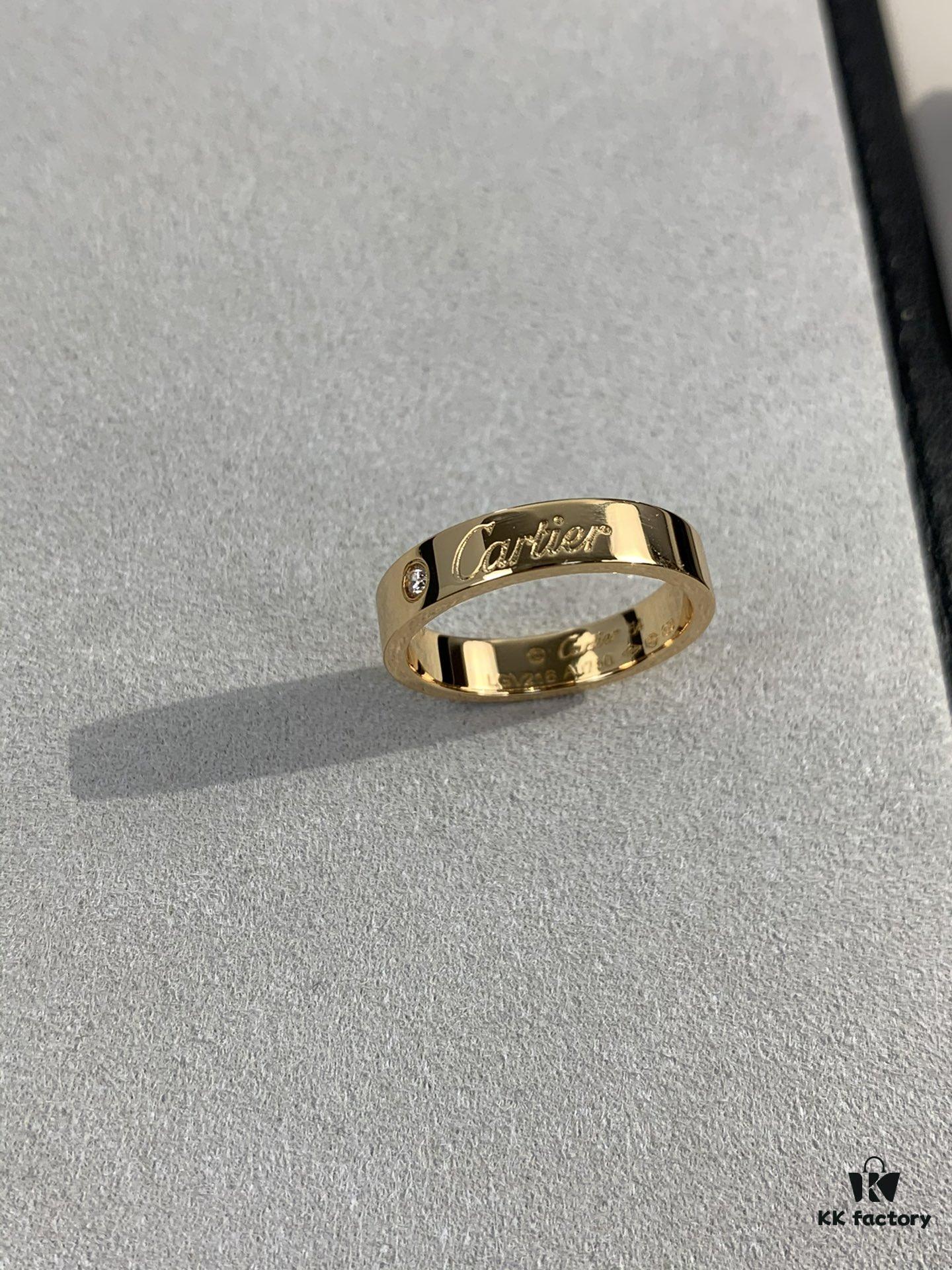 Cartier 4mm Scaled Single Diamond Letter Ring