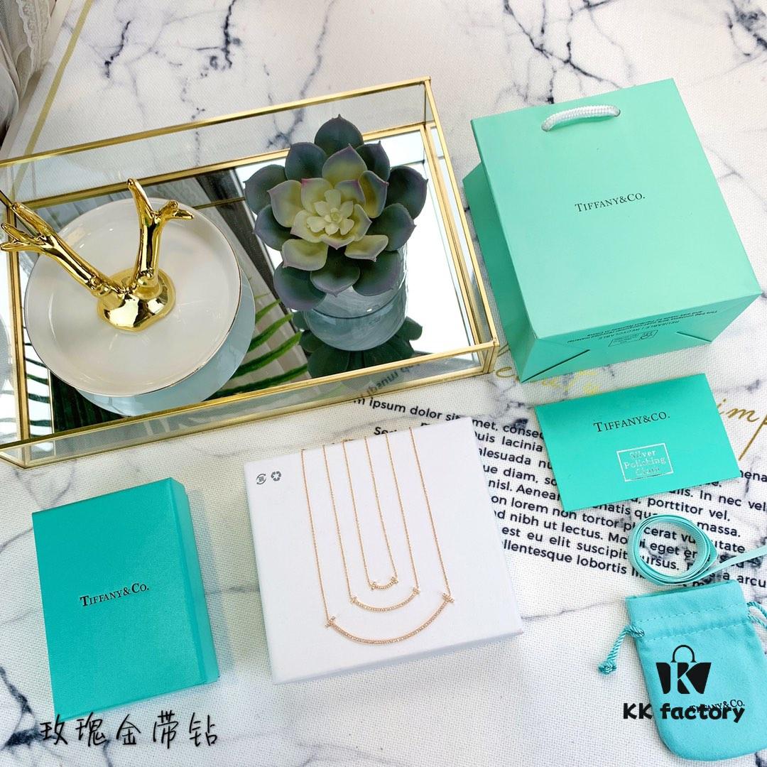 Tiffany & Co. Diamond-Set Smiley Necklace - Premium 1:1 Craftsmanship, 18K Gold Plated with Genuine Diamond Details