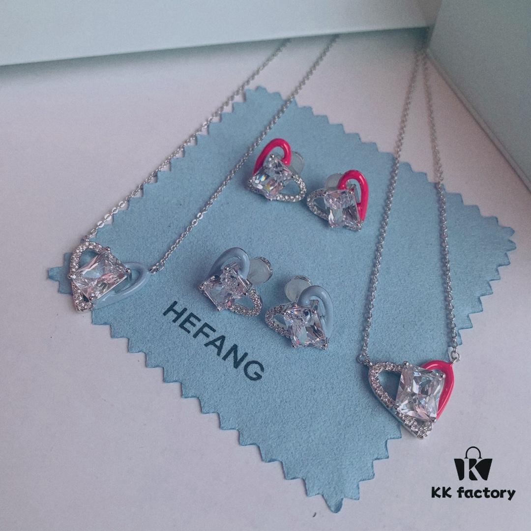 New Arrival ❤️ HEFANG Jewelry Barbie ✨ New Collection Ice Blue Stud Earrings, Ice Blue Necklace, Barbie Pink Stud Earrings, Barbie Pink Necklace