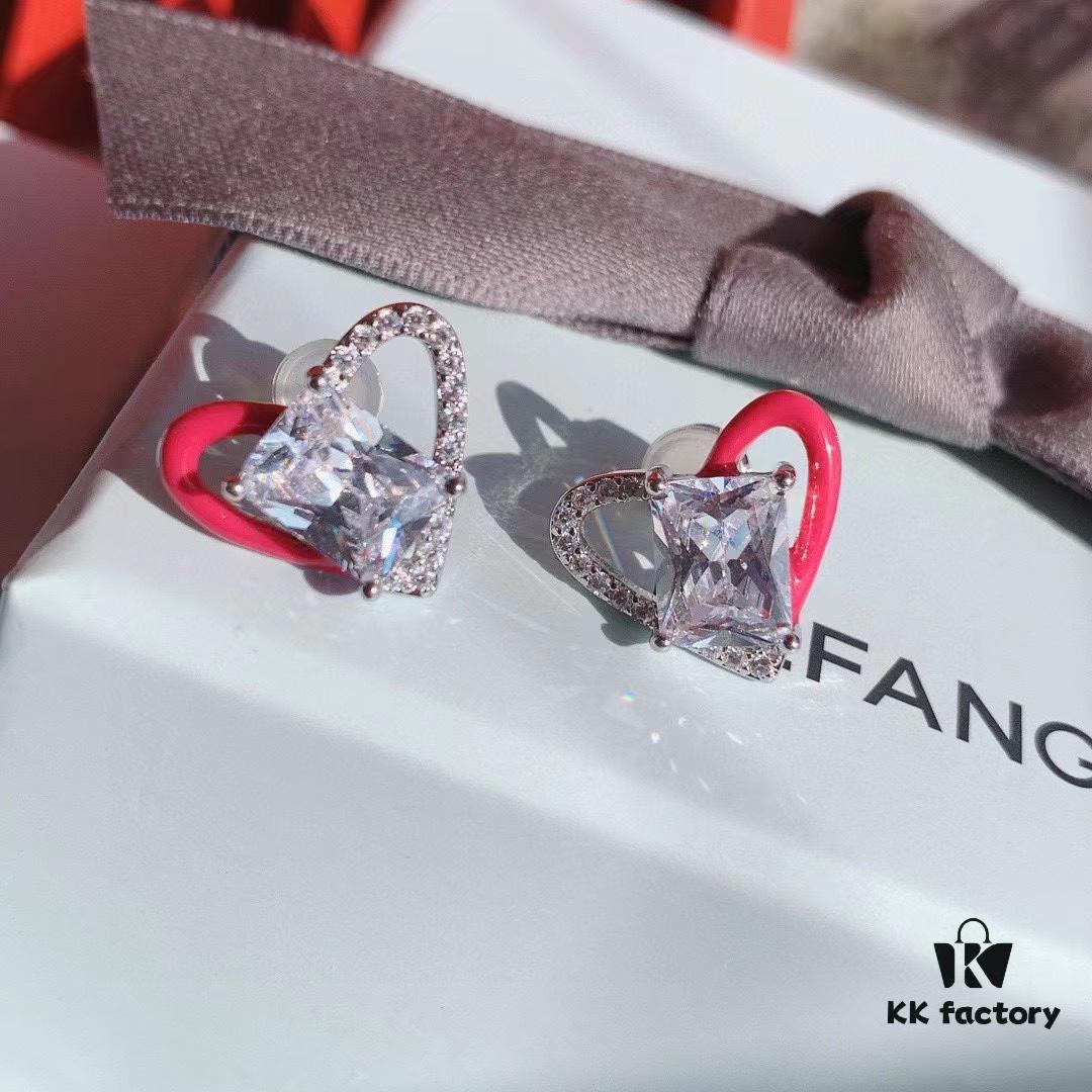 HeFang Bestseller Barbie 'Sweetheart' Stud Earrings, Cute Ice-Sugar Style Luxury Earrings