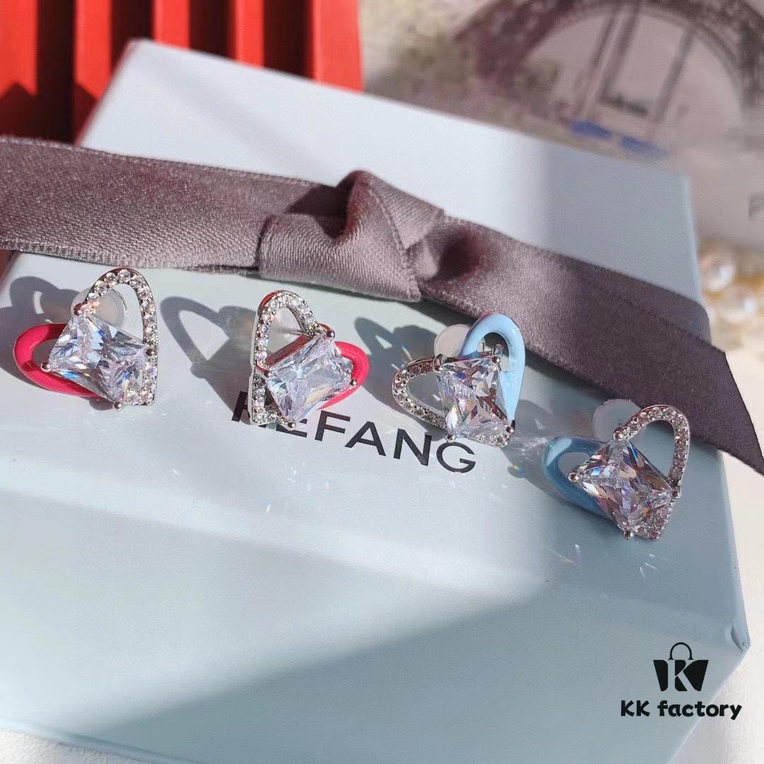 HeFang Bestseller Barbie 'Sweetheart' Stud Earrings, Cute Ice-Sugar Style Luxury Earrings