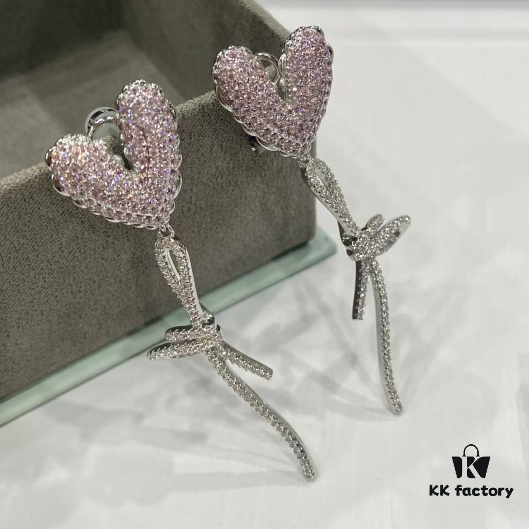 Hexfang New Arrival Pink Heart Confession Balloon Stud Earrings