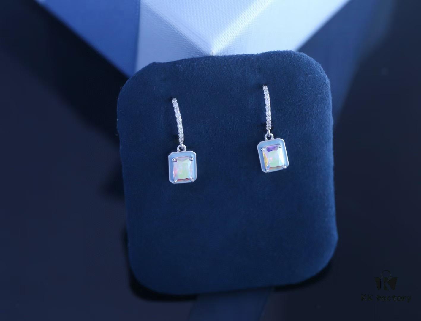 Elegant Aurora Stone Pendant with Sky Blue Low-Temperature Enamel and Micro-Paved Zirconia