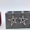 NAZA Same Style HEFANG Jewelry Hollow-out Five-pointed Star Earrings, S925 Silver with 3A Zircon Set in White Gold Plated Finish