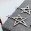 NAZA Same Style HEFANG Jewelry Hollow-out Five-pointed Star Earrings, S925 Silver with 3A Zircon Set in White Gold Plated Finish