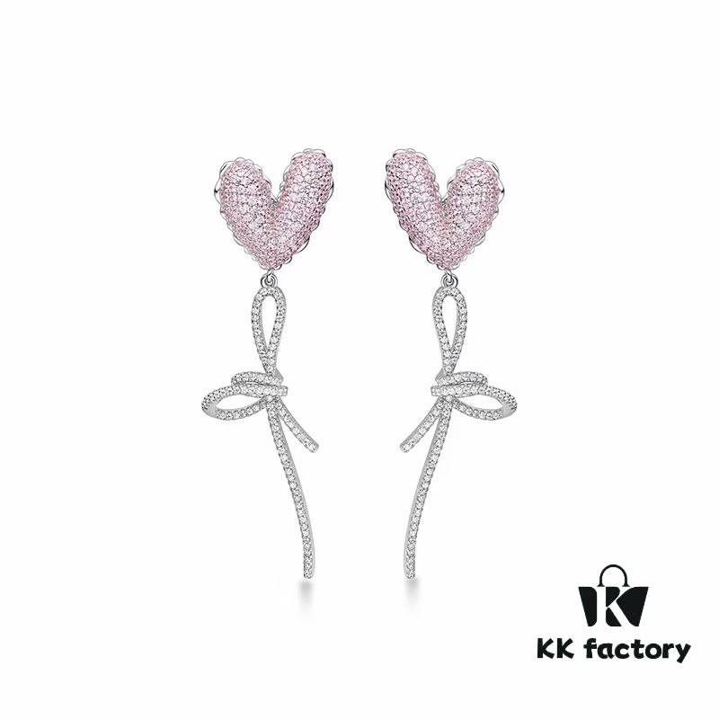 Hexfang New Arrival Pink Heart Confession Balloon Stud Earrings