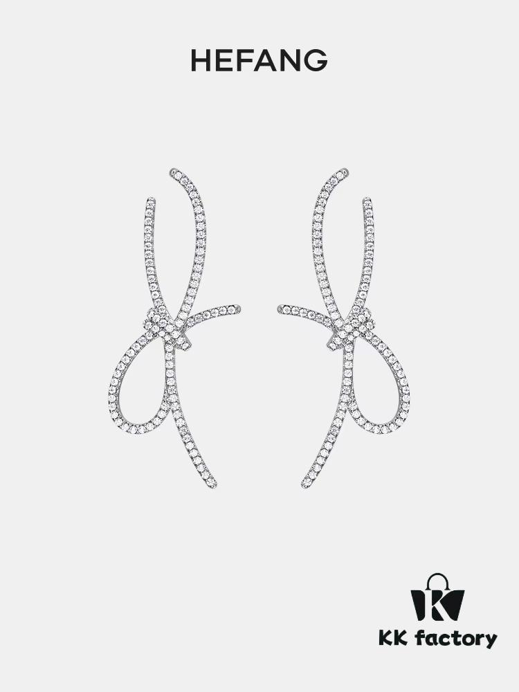 HEFANG Jewelry Ribbon Bow Earrings