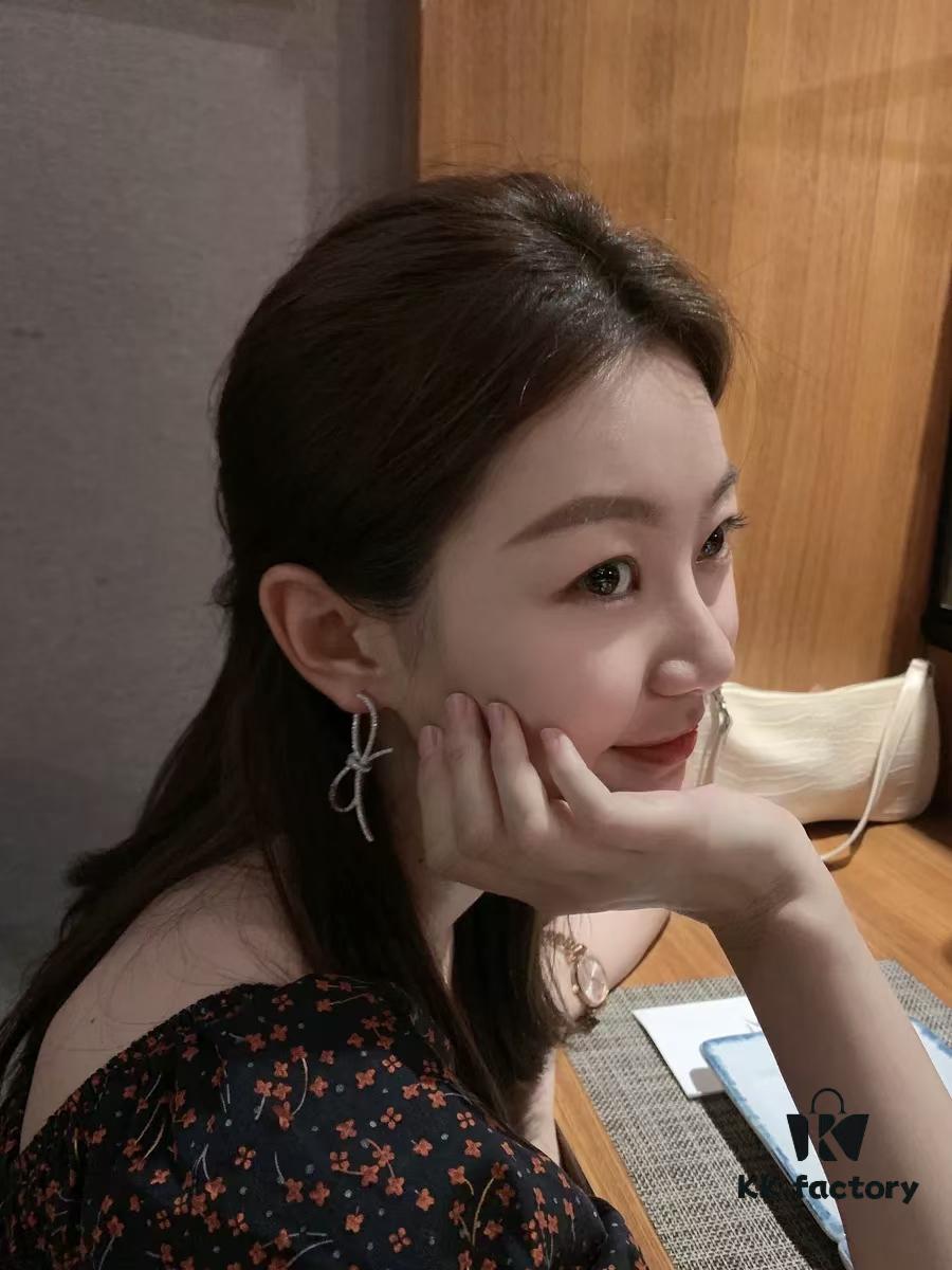 HEFANG Jewelry Ribbon Bow Earrings