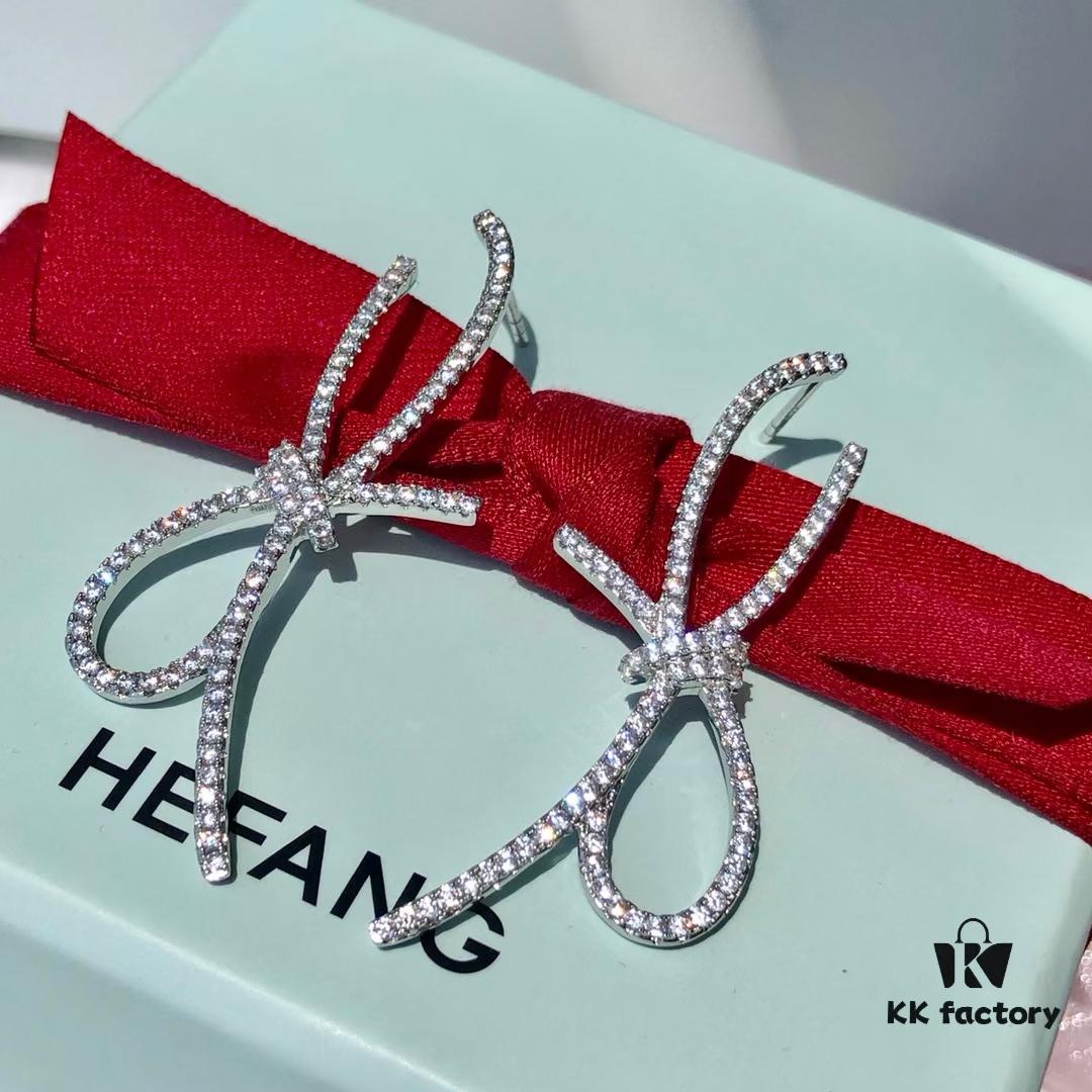 HEFANG Jewelry Ribbon Bow Earrings