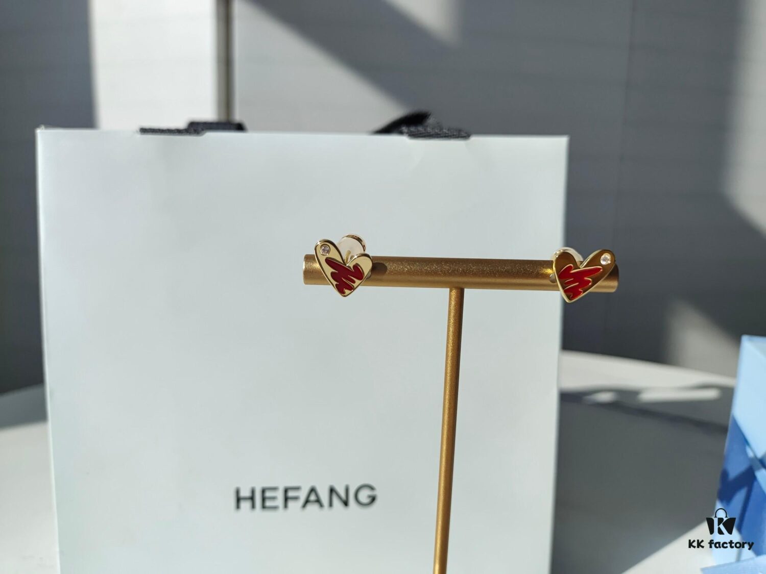HEFANG Artistic Rabbit Love Heart Enamel Stud Earrings