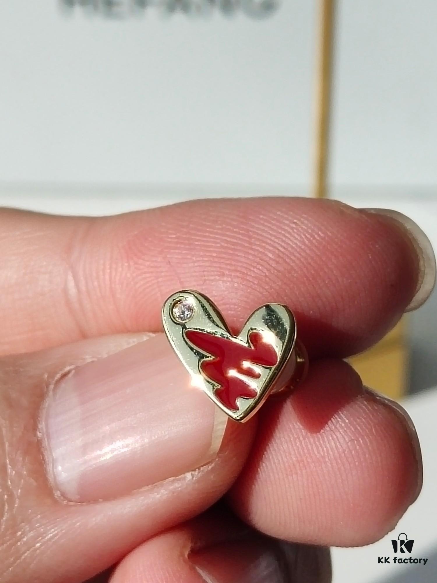 HEFANG Artistic Rabbit Love Heart Enamel Stud Earrings