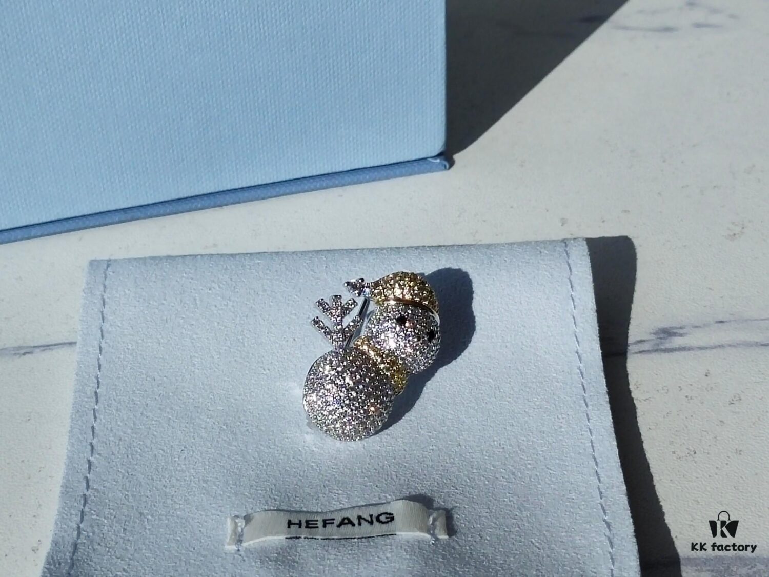 HEFANG Jewelry Gilded Snowman Brooch