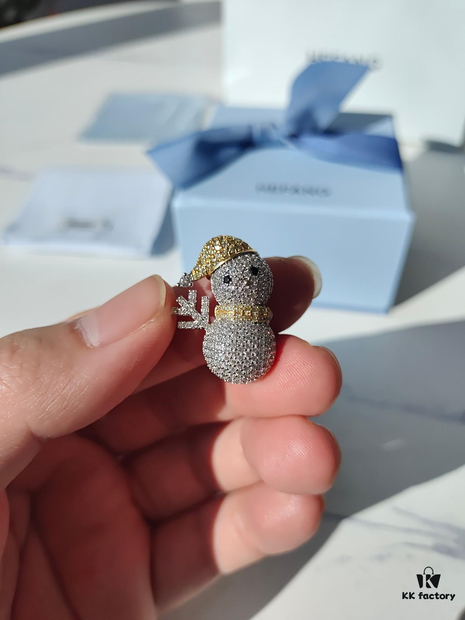 HEFANG Jewelry Gilded Snowman Brooch