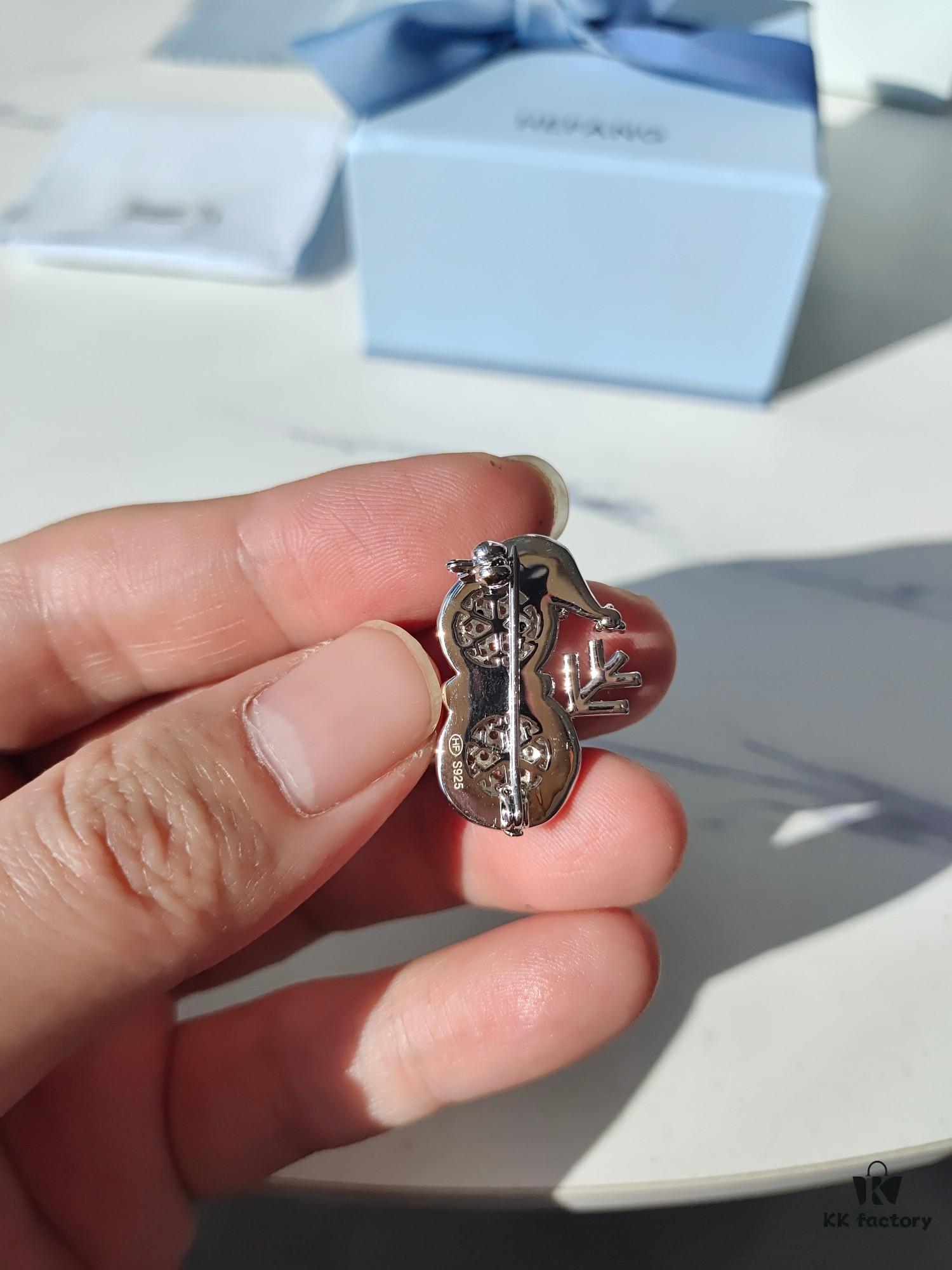 HEFANG Jewelry Gilded Snowman Brooch