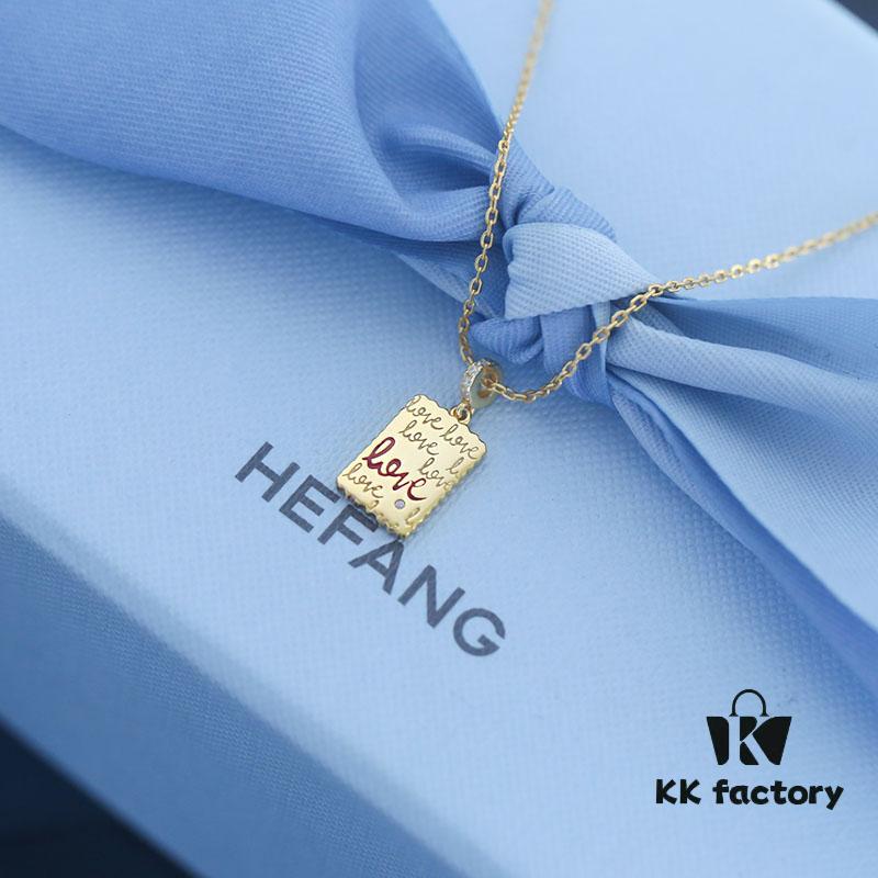 Rabbit Year New Arrival] HEFANG He Fang Bidet Rabbit Confession Square Pendant S925 Solid Sterling Silver Necklace Customized Silver Sweater Chain