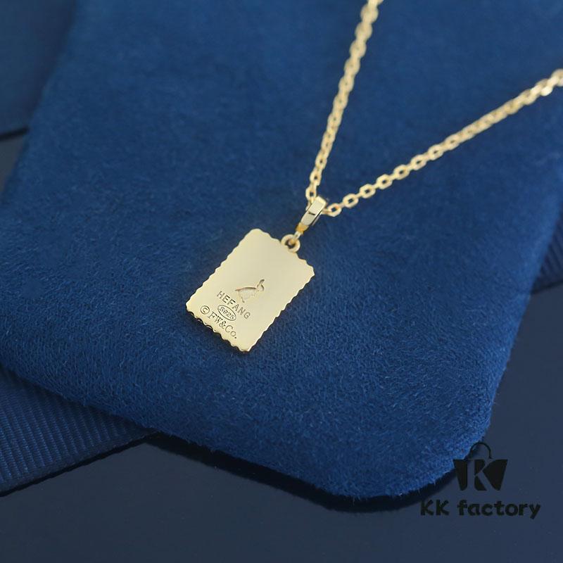 Rabbit Year New Arrival] HEFANG He Fang Bidet Rabbit Confession Square Pendant S925 Solid Sterling Silver Necklace Customized Silver Sweater Chain